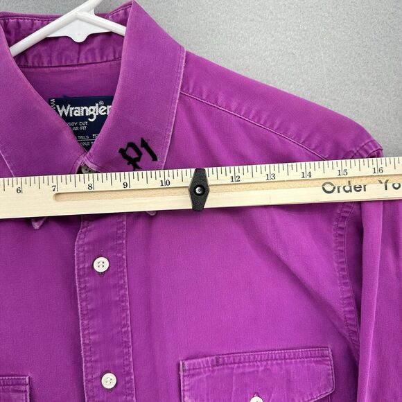 90s Wrangler Brushpopper Cowboy Cut X-Long Tails Purple‎ Mens 151/2 34 (M) VTG - Picture 4 of 7